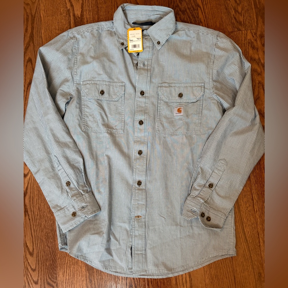 Carhartt Blue Striped Button-Up Shirt